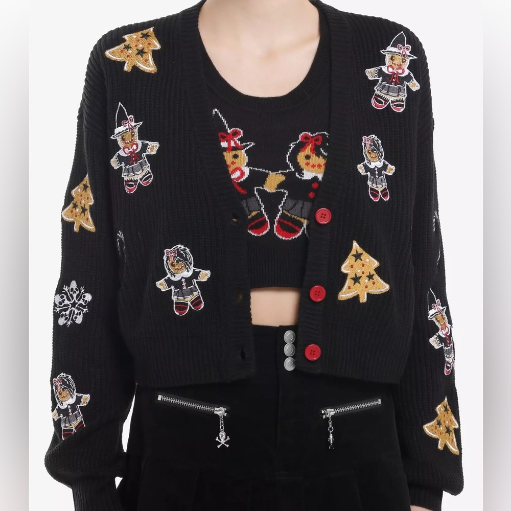 Social Collision Goth Gingerbread Knit Tank Top & Cardigan‎ Set Hot Topic
